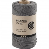 Macramé-Kordel, L 198 M, D 2 mm, Grau, 330 g/ 1 Rolle