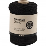 Macramé-Kordel, L 198 M, D 2 mm, Schwarz, 330 g/ 1 Rolle