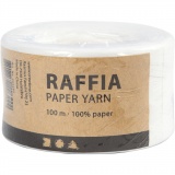 Papierbast (Raffia), B 7-8 mm, Weiß, 100 m/ 1 Rolle