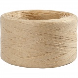 Papierbast (Raffia), B 7-8 mm, Beige, 100 m/ 1 Rolle