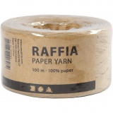 Papierbast (Raffia), B 7-8 mm, Beige, 100 m/ 1 Rolle
