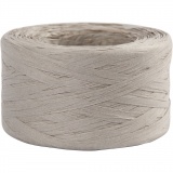 Papierbast (Raffia), B 7-8 mm, Hellgrau, 100 m/ 1 Rolle