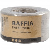 Papierbast (Raffia), B 7-8 mm, Hellgrau, 100 m/ 1 Rolle