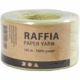 Papierbast (Raffia), B 7-8 mm, Hellgrün, 100 m/ 1 Rolle