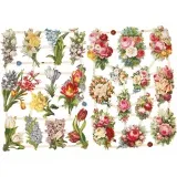 Vintage-Glanzbilder, Frühlingsblumen, Blatt 16,5x23,5 cm, 2 Bl./ 1 Pck