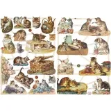 Vintage-Glanzbilder, Katzen, Blatt 16,5x23,5 cm, 2 Bl./ 1 Pck