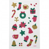 Glitzer-Sticker, Weihnachten, Blatt 10x16 cm, 1 Bl.