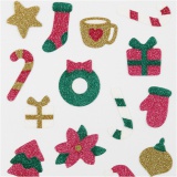Glitzer-Sticker, Weihnachten, Blatt 10x16 cm, 1 Bl.