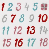 Glitzer-Sticker, Advent-Zahlen, Blatt 10x16 cm, 1 Bl.