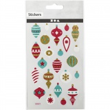 Glitzer-Sticker, Weihnachtskugeln, Blatt 10x16 cm, 1 Bl.