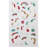 Glitzer-Sticker, Einhorn, Blatt 10x16 cm, 1 Bl.