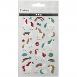 Glitzer-Sticker, Einhorn, Blatt 10x16 cm, 1 Bl.