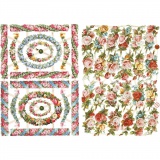 Vintage-Glanzbilder, Kleine Blumen, Blatt 16,5x23,5 cm, 2 Bl./ 1 Pck