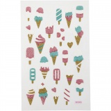 Glitzer-Sticker, Eiscreme, Blatt 10x16 cm, 1 Bl.