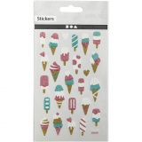 Glitzer-Sticker, Eiscreme, Blatt 10x16 cm, 1 Bl.