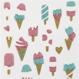 Glitzer-Sticker, Eiscreme, Blatt 10x16 cm, 1 Bl.