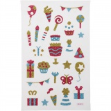 Glitzer-Sticker, Geburtstag, Blatt 10x16 cm, 1 Bl.