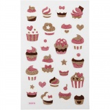 Glitzer-Sticker, Muffins, 10x16 cm, 1 Bl.