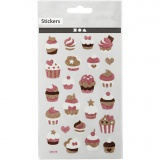 Glitzer-Sticker, Muffins, 10x16 cm, 1 Bl.