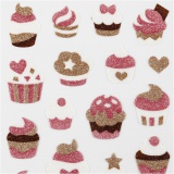 Glitzer-Sticker, Muffins, Blatt 10x16 cm, 1 Bl.