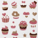 Glitzer-Sticker, Muffins, 10x16 cm, 1 Bl.