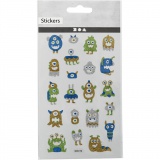 Glitzer-Sticker, Aliens, Blatt 10x16 cm, 1 Bl.