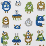 Glitzer-Sticker, Aliens, Blatt 10x16 cm, 1 Bl.
