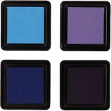 Stempelkissen, H 2 cm, Größe 3,5x3,5 cm, Blau, Himmelblau, Flieder, Violett, 4 Stk/ 1 Pck