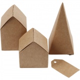 Gestanzte Häuser und Bäume aus Karton, H 5,7-10 Cm cm, 1 Set
