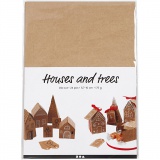 Gestanzte Häuser und Bäume aus Karton, H 5,7-10 cm cm, 1 Set