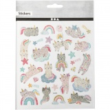 Sticker, Einhorn-Kätzchen, Blatt 15x16,5 cm, 1 Bl.