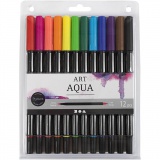 Aquarell-Markern, Strichstärke 2+4-8 mm, Standard-Farben, 12 Stk/ 1 Pck