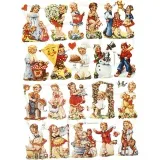 Vintage-Glanzbilder, Kinder nostalgisch, Blatt 16,5x23,5 cm, 2 Bl./ 1 Pck