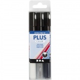 Plus Color Marker, L 14,5 cm, Strichstärke 0,7 mm, Schwarz, Naturweiß, Regengrau, 5,5 ml, 3 Stk/ 1 Pck