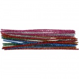 Chenilledraht, L 30 cm, Dicke 6 mm, Glitter, Kräftige Farben, 24 sort./ 1 Pck