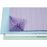 Wabenpapier - Sortiment, Blatt 28x17,8 cm, Hellblau, Grün, Flieder, Weiß, 4x2 Bl./ 1 Pck