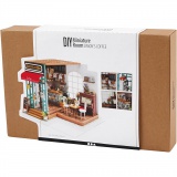 DIY-Miniatur-Zimmer, Kaffeestube, H 19 cm, L 22,6 cm, B 19,4 cm, 1 Stk