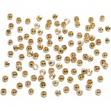 Quetschperlen, D 2 mm, Gold, 100 Stk/ 1 Pck