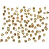 Quetschperlen, D 2 mm, Gold, 100 Stk/ 1 Pck