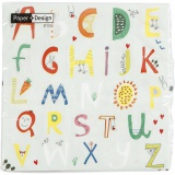 Papierservietten, Buntes Alphabet, Größe 33x33 cm, 20 Stk/ 1 Pck