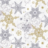 Papierservietten, Zarte Sterne in Silber und Gold, Größe 33x33 cm, 20 Stk/ 1 Pck