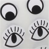 Sticker-Augen am Streifen, Schwarz, Weiß, 2000 Stk/ 1 Pck