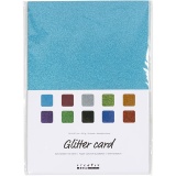 Kartonblätter mit Glitter, A4, Farbe kann variieren , 250 g, 10 Bl./ 1 Pck