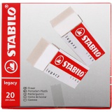 Stabilo Radiergummi, H 1 cm, L 6,3 cm, B 2,3 cm, Weiß, 20 Stk/ 1 Pck
