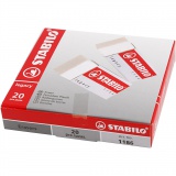 Stabilo Radiergummi, H 1 cm, L 6,3 cm, B 2,3 cm, Weiß, 20 Stk/ 1 Pck