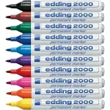 Edding Permanent-Marker, Nr. 2000, Strichstärke 1,5-3 mm, Sortierte Farben, 10 Stk/ 1 Pck