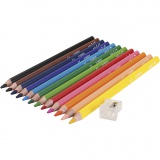 edu3 Jumbo-Buntstifte, Dicke 10 mm, Mine 5 mm, Sortierte Farben, 12 Stk/ 1 Pck