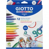 GIOTTO Stoffmalstifte, Strichstärke 4 mm, Sortierte Farben, 12 Stk/ 1 Pck