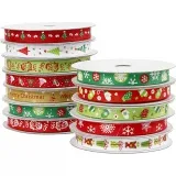 Weihnachtliches Schmuckband, B 10 mm, 36 m, 12x3 m/ 1 Pck