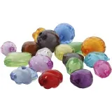 Acrylperlen, Größe 8-20 mm, Lochgröße 2-3 mm, Sortierte Farben, 1000 g/ 1 Pck